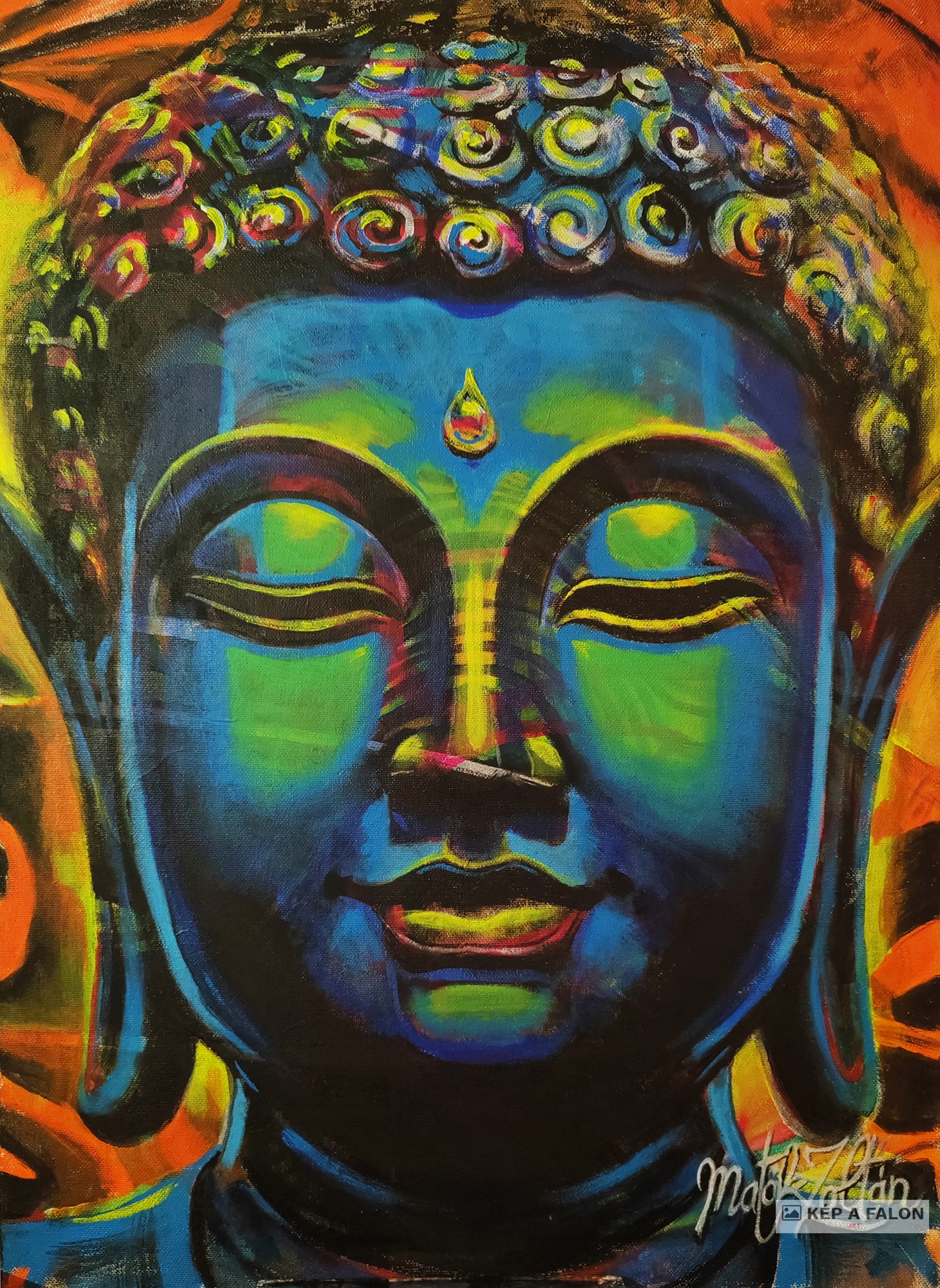 Neon Buddha by: MATÓK ZOLTÁN | 2025, olaj festmény