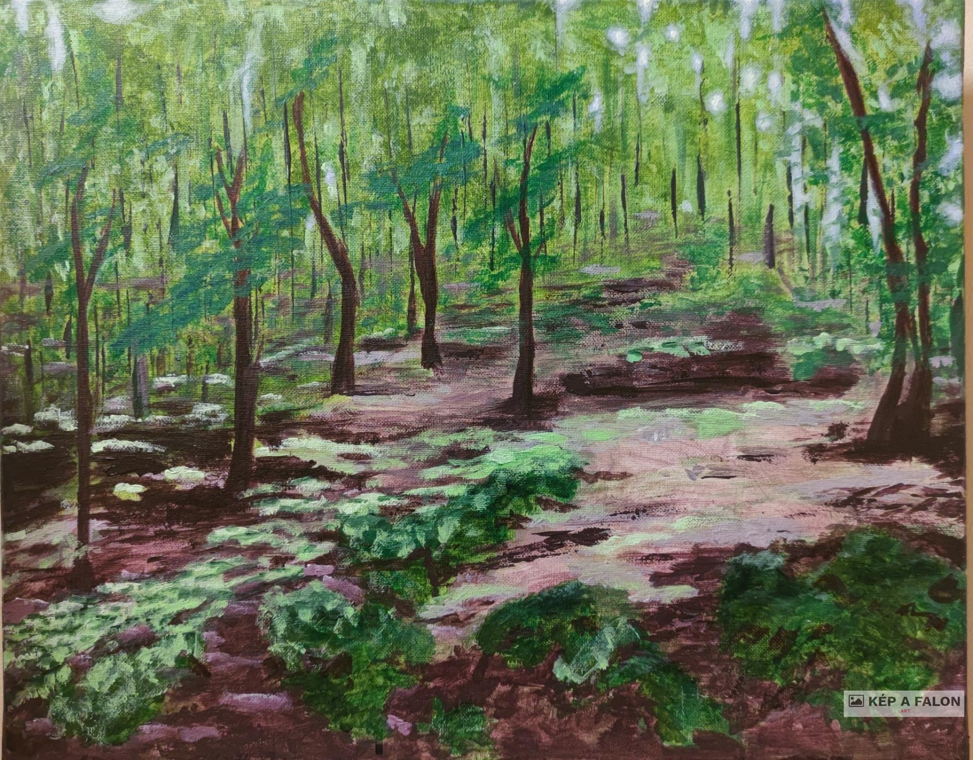 Erdei csillanások by: Dinnyés Katalin | 2024, olaj festmény