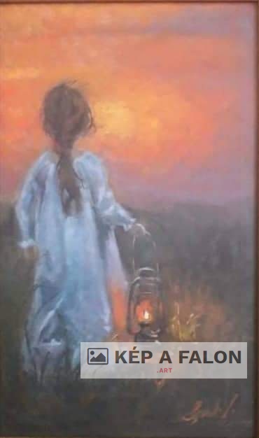 Kislány lámpással by: Békési-Egedi Mária | 2020, olaj festmény