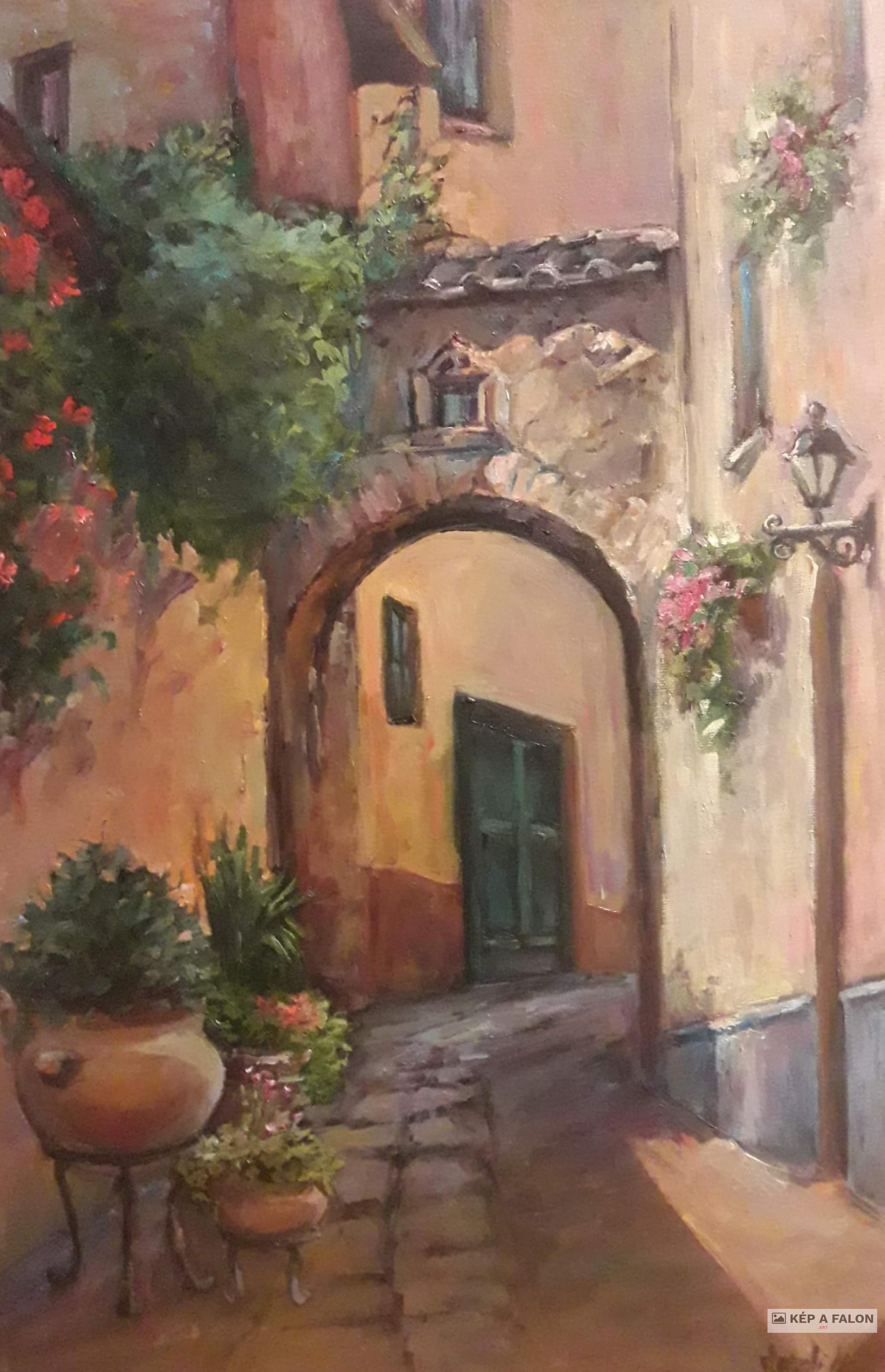 Az udvar csendje by: Békési-Egedi Mária | 2024, olaj festmény